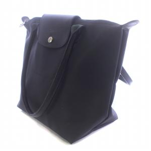 Longchamp DEPOSE ル プリアージュ 舟形トートバッグ ナイロン レザー 黒 ブラック