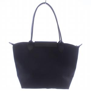 Longchamp DEPOSE ル プリアージュ 舟形トートバッグ ナイロン レザー 黒 ブラック