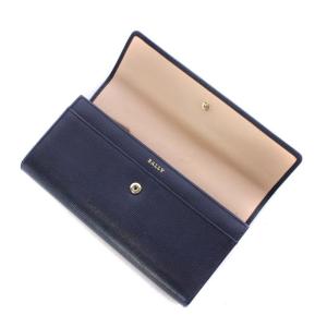 BALLY 長財布 二つ折り レザー ロゴ 紺 ネイビー