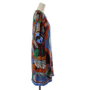 Emilio Pucci シャツワンピース シルク 半袖 ひざ丈 総柄 ロゴ 38 S マルチカラー