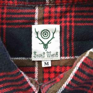 South2 West8 シャツ 長袖 チェック 6ポケット M 赤 レッド 黒 ブラック
