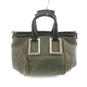 Chloe エテル ハンドバッグ ミニ ショルダー 2WAY シルバー金具 レザー カーキ グレー GY19
