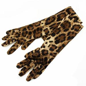 イタリア製 手袋 グローブ ウール 薄手 レオパード柄 ヒョウ柄 M 茶 ブラウン GY19