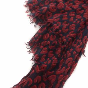 LOUIS VUITTON M72215 エトール ストール レオパード柄 ロゴ カシミヤ シルク混 レッド