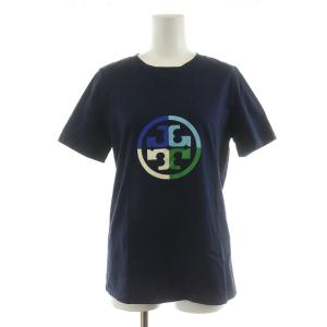Tシャツ カットソー 半袖 プリント ロゴ 薄手 S 紺 ネイビー GY04