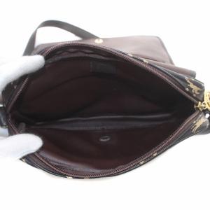 Longchamp ショルダーバッグ 馬柄 総柄 レザー 茶 ブラウン