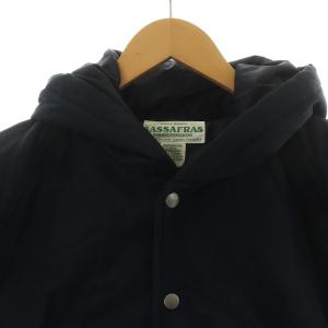 SASSAFRAS 中綿ジャケット ブルゾン 半袖 フード付き ナイロン M 紺 ネイビー GY18