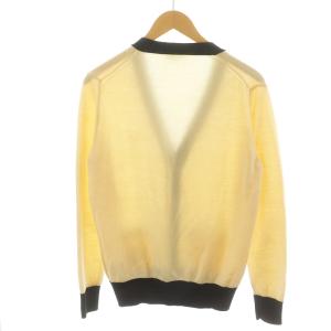 Maison Kitsuné ニットカーディガン 長袖 ロゴ刺繍 キツネ S アイボリー 黒 ブラック KMK-0402-A GY30