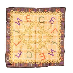 CELINE スカーフ ロゴ 鎖柄 総柄 茶 ブラウン マルチカラー