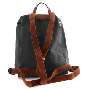 Longchamp リュックサック デイパック 折りたたみ可能 ナイロン レザー 紺 ネイビー 茶 ブラウン