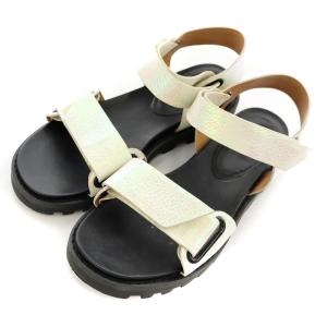 サンダル フラット SANDAL FLAT コンフォートサンダル ストラップ 偏光ラメ メタリック レザー 37 24.0cm