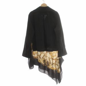 MIHARA YASUHIRO シャツ 長袖 切替 ベルト柄 変形デザイン F 黒 ブラック E03SH181