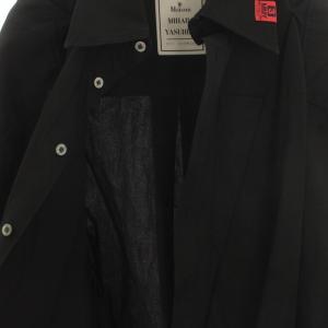 MIHARA YASUHIRO シャツ 長袖 ステンカラー 変形デザイン F 黒 ブラック