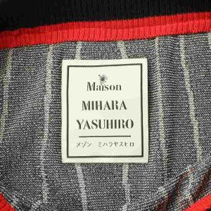 MIHARA YASUHIRO フレアスカート ニット マキシ ロング スリット ペチコート付き ストライプ 38 M 黒 ブラック 赤 レッド