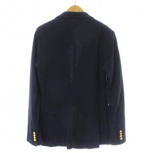 POLO RALPH LAUREN テーラードジャケット 紺ブレ シングル ニット 背抜き 長袖 金ボタン ロゴ 刺繍 6 M 紺 ネイビー