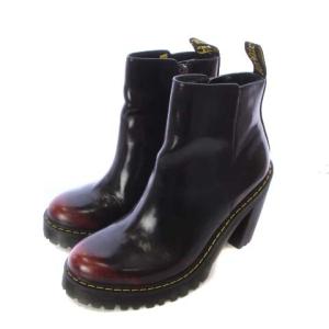 Dr.Martens ショートブーツ レザー ラウンドトゥ チャンキーヒール サイドファスナー UK6 25cm 黒 ブラック