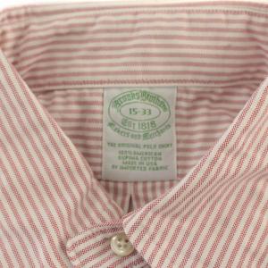 Brooks Brothers ボタンダウンシャツ 長袖 ストライプ USA15 M 赤 レッド