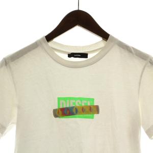 DIESEL リフレクターロゴTシャツ カットソー 半袖 プリント M 白 ホワイト 00SEMA-T-SILY-S2-0BASU