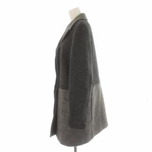 GIANNI VERSACE チェスターコート シングル 裏地キルティング 切替 配色 ウール モヘア混 42 L グレー