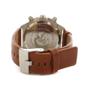 DIESEL オーバーフロー OVERFLOW 腕時計 クロノグラフ クォーツ デイト 黒文字盤 レザーベルト シルバーカラー 茶 ブラウン