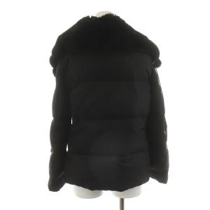 Max Mara 白タグ 中綿ジャケット ショート ラビットファー 毛皮 ビックカラー 長袖 38 M 黒 ブラック GY18