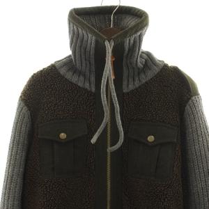 DIESEL ニットジャケット ボア 切替 L グレー