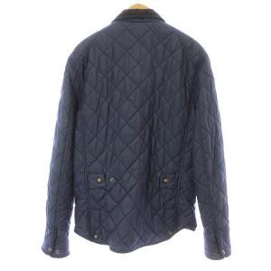 POLO RALPH LAUREN キルティング ジャケット 中綿 コーデュロイ 切替 レザー ジップアップ スナップボタン S 紺 ネイビー 茶 ブラウン