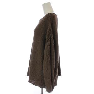 EVERYDAY I LIKE サマー ボートネック プルオーバー ニット 長袖 麻 リネン混 ドロップショルダー F 茶 ブラウン 20080500815010