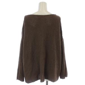 EVERYDAY I LIKE サマー ボートネック プルオーバー ニット 長袖 麻 リネン混 ドロップショルダー F 茶 ブラウン 20080500815010
