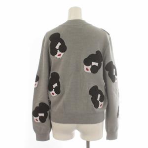 alice + olivia ニット ジャケット カーディガン ブルゾン 刺繍 フェイス 総柄 ジップアップ グレー