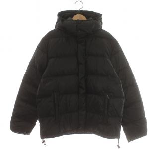 ダウンジャケット ジップアップ フード付き 48 XL 黒 ブラック /IR GY19
