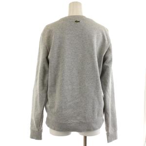 LACOSTE スウェット トレーナー 長袖 ビッグワニ プリント ロゴ ひび割れ加工 クラック加工 XS グレー