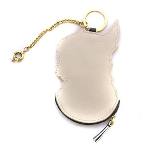 MARC by MARC JACOBS キーリング付き コインケース 小銭入れ 犬 フレンチブルドック デザイン ステッチ レザー 黒 ブラック アイボリー