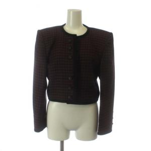 YVES SAINT LAURENT ヴィンテージ セットアップ ジャケット ショート丈 総裏地 フレアスカート チェック