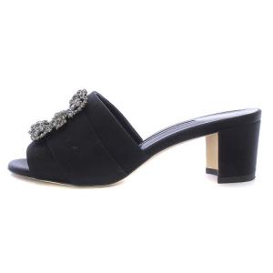 MANOLO BLAHNIK MARTANEW 50MM エンベリッシュド サテン ミュール サンダル クリスタル ハンギシ