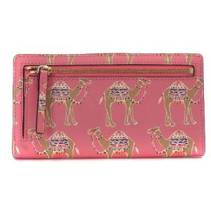 kate spade new york spice things up camel march stacy 長財布 二つ折り レザー ラクダ ロゴ プレート ピンク