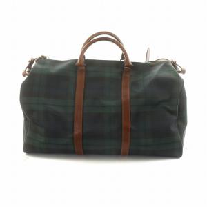 POLO RALPH LAUREN ボストンバッグ 旅行バッグ ショルダー 2WAY PVCレザー ブラックウォッチ チェック柄 ロゴ 緑 グリーン GY13