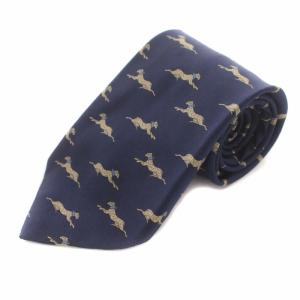 US ネクタイ レギュラータイ アニマル柄 ジャガー 絹 シルク 紺 ネイビー 7226