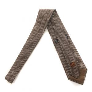 HERMES ネクタイ レギュラータイ 総柄 絹 シルク 茶 ブラウン 758776T