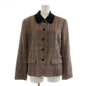 burberrys ステンカラージャケット チェック柄 シルク混 ベロア 11 ベージュ 黒