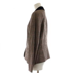 burberrys ステンカラージャケット チェック柄 シルク混 ベロア 11 ベージュ 黒