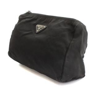 PRADA ポーチ コスメポーチ 三角ロゴプレート ナイロン 黒 ブラック