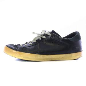 GOLDEN GOOSE SUPERSTAR スニーカー シューズ ローカット レザー 牛革 ダメージ加工 パンチング 星 41 25.5cm 黒 ブラック