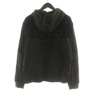 KENZO Sport Tech Mesh Zip Up Hoodie ジップアップパーカー ロゴ刺繍 切替 M 緑 グリーン 黒 ブラック