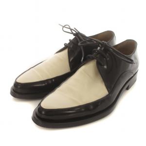 ドレスシューズ ビジネスシューズ バイカラー レザー イタリア製 6.5 24.5cm 黒 ブラック 白 ホワイト