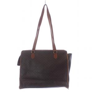 CELINE トートバッグ 肩掛け レザー ブラゾン 総柄 ロゴ 茶色 ブラウン