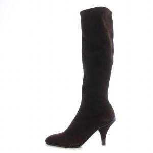 PRADA ロングブーツ スエード サイドジップ ピンヒール 35.5 22.5cm 茶 ブラウン