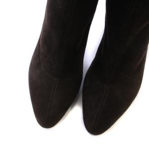 PRADA ロングブーツ スエード サイドジップ ピンヒール 35.5 22.5cm 茶 ブラウン