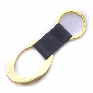 Christian Dior キーホルダー キーリング 小物 チャーム ホースシュー 蹄鉄 レザー ロゴ ゴールドカラー 黒 ブラック