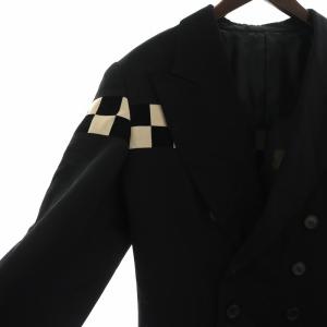 Jean Paul GAULTIER テーラードジャケット ダブル チェック フラッグ 切替 48 ブラック